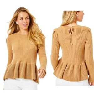 Lilly Pulitzer Lanta Ribbed Peplum Sweater size L NWT 014436